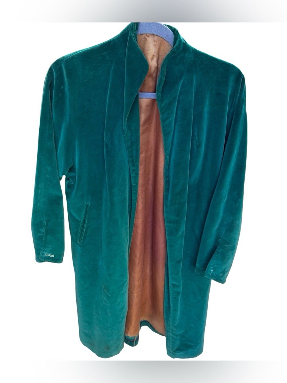 Vintage 60s Emerald Velvet Long Coat - Women's Jacket